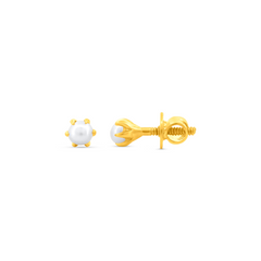 22K Gold Elegant Pearl Stud Earrings