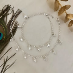 Silver Anklets with Dangling Charms