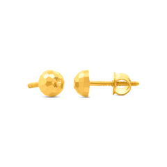 22K Gold Faceted Ball Stud Earrings