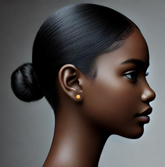 22K Gold Faceted Ball Stud Earrings