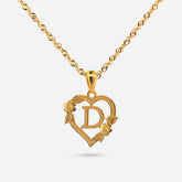22K Gold Heart "D" Initial Pendant