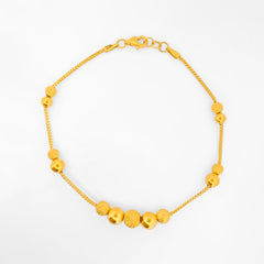 22K Gold Beaded Bracelet 7.25"