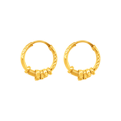 22K Gold Bali Hoop Earrings Earrings