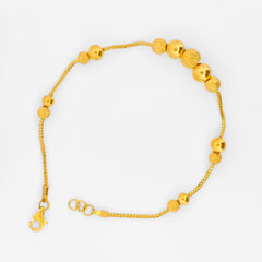 22K Gold Beaded Bracelet 7.25"