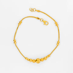22K Gold Beaded Bracelet 7.25"