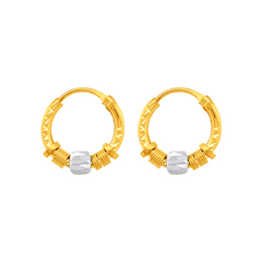 22K Gold Faceted Hoop Earrings