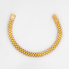 22K Gold Two Tone Crown Bracelet 6.5"