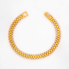 22K Gold Two Tone Crown Bracelet 7.5"