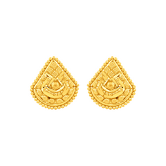 22K Gold Regal Teardrop Stud Earrings