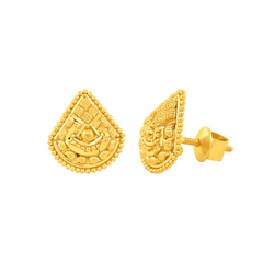 22K Gold Regal Teardrop Stud Earrings