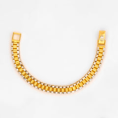22K Gold Two Tone Bracelet 5.5"
