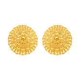 22K Gold Ornate Floral Stud Earrings