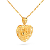 22K Gold Heart Drop Bell Pendant