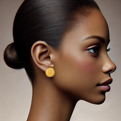 22K Gold Ornate Floral Stud Earrings