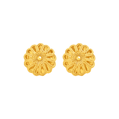 22K Gold Floral Stud Earrings
