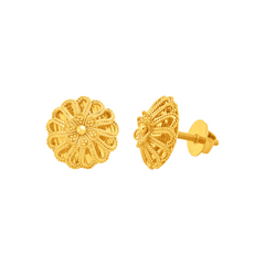 22K Gold Floral Stud Earrings