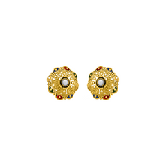22K Gold Regal Pearl Earrings