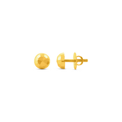 22K Gold Radiant Faceted Sphere Stud Earrings