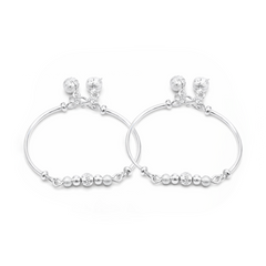 Silver Textured Bead Kids Bracelets - Set of 2