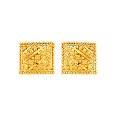 22K Gold Regal Square Stud Earrings