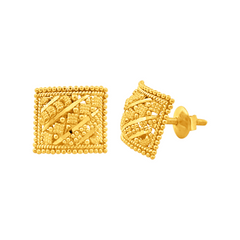 22K Gold Regal Square Stud Earrings