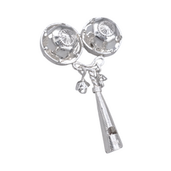 Silver Baby Twin Bell Rattle