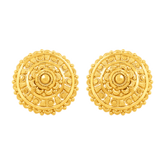22K Gold Round Stud Earrings