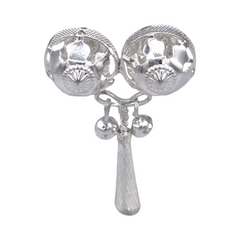 Silver Baby Twin Bell Rattle