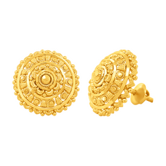 22K Gold Round Stud Earrings