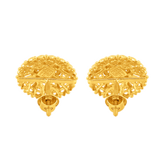 22K Gold Round Stud Earrings
