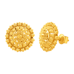 22K Gold Radiant Floral Stud Earrings