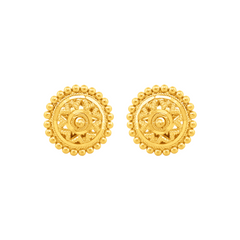22K Gold Elegant Sunburst Stud Earrings