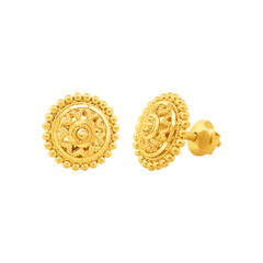 22K Gold Elegant Sunburst Stud Earrings