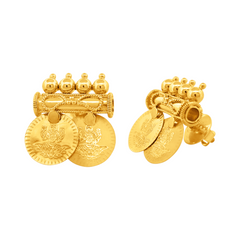 22K Gold Prosperity Lakshmi Coin Earrings
