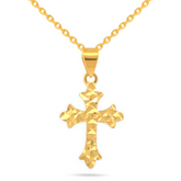 22K Gold Double Side Cross Pendant