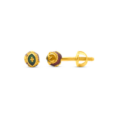 22K Gold Heritage Meenakari Stud Earrings