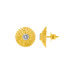 22K Gold CZ Floral Earrings