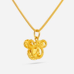 22K Gold 3D Mickey Pendant