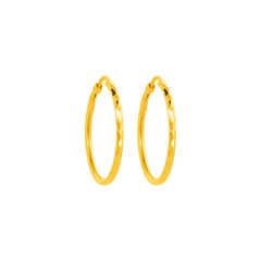 22K Gold Sleek Hoop Earrings