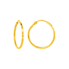 22K Gold Sleek Hoop Earrings