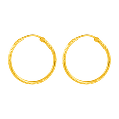 22K Gold Sleek Hoop Earrings