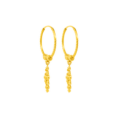 22K Gold Twisted Hoop Dangling Earrings