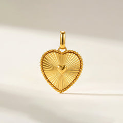 22K Gold Radiant Heart Pendant with Earrings Set