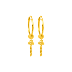 22K Gold Dual Charm Dangle Earrings