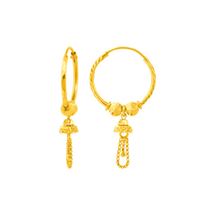 22K Gold Dual Charm Dangle Earrings