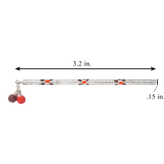 Silver Flute with Red & Maroon Flowers