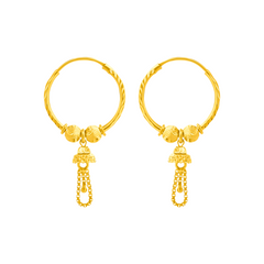 22K Gold Dual Charm Dangle Earrings