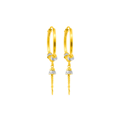 22K Gold Crystal Accent Dangle Earrings