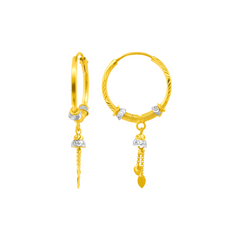 22K Gold Crystal Accent Dangle Earrings