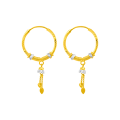 22K Gold Crystal Accent Dangle Earrings